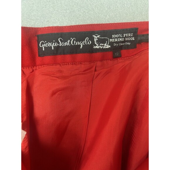 VTG Giorgio Sant'Angelo Shorts Womens Red Wool High Rise Pleated Bermuda Sz 12 - Picture 7 of 7